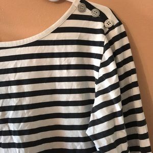 Black and white striped top w/ shoulder button detail